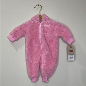 Levi's Pink Cozy Fleece One Piece Footies Size 3 Months